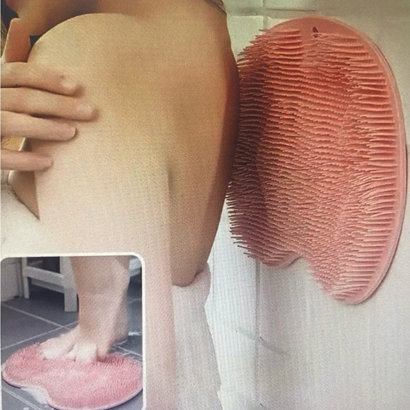 Shower back and Foot Scrub mat with non slip suction cup pink. - Picture 4 of 9
